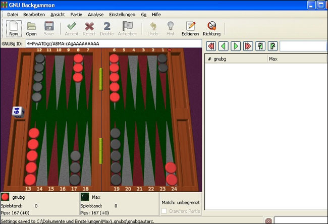 Screenshot GNU Backgammon